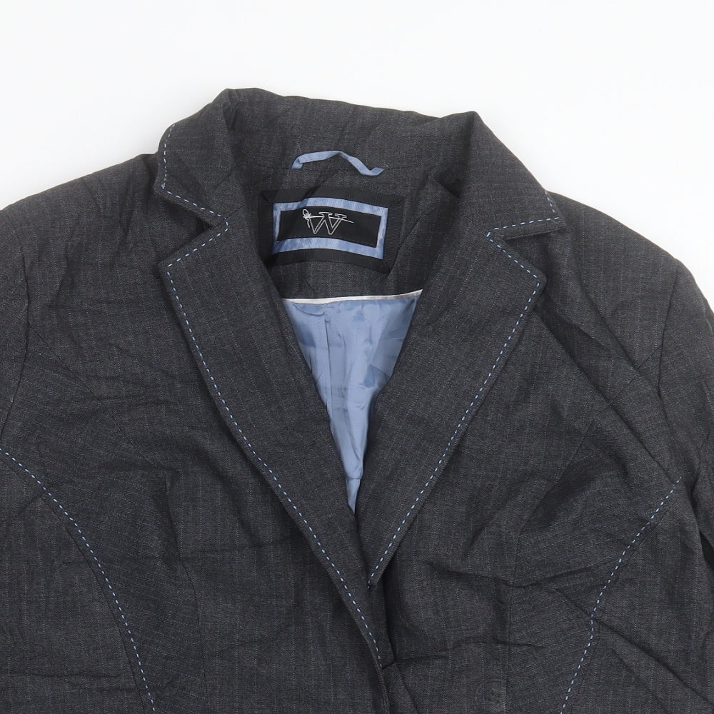 BHS Womens Grey Striped Jacket Blazer Size 16 Button