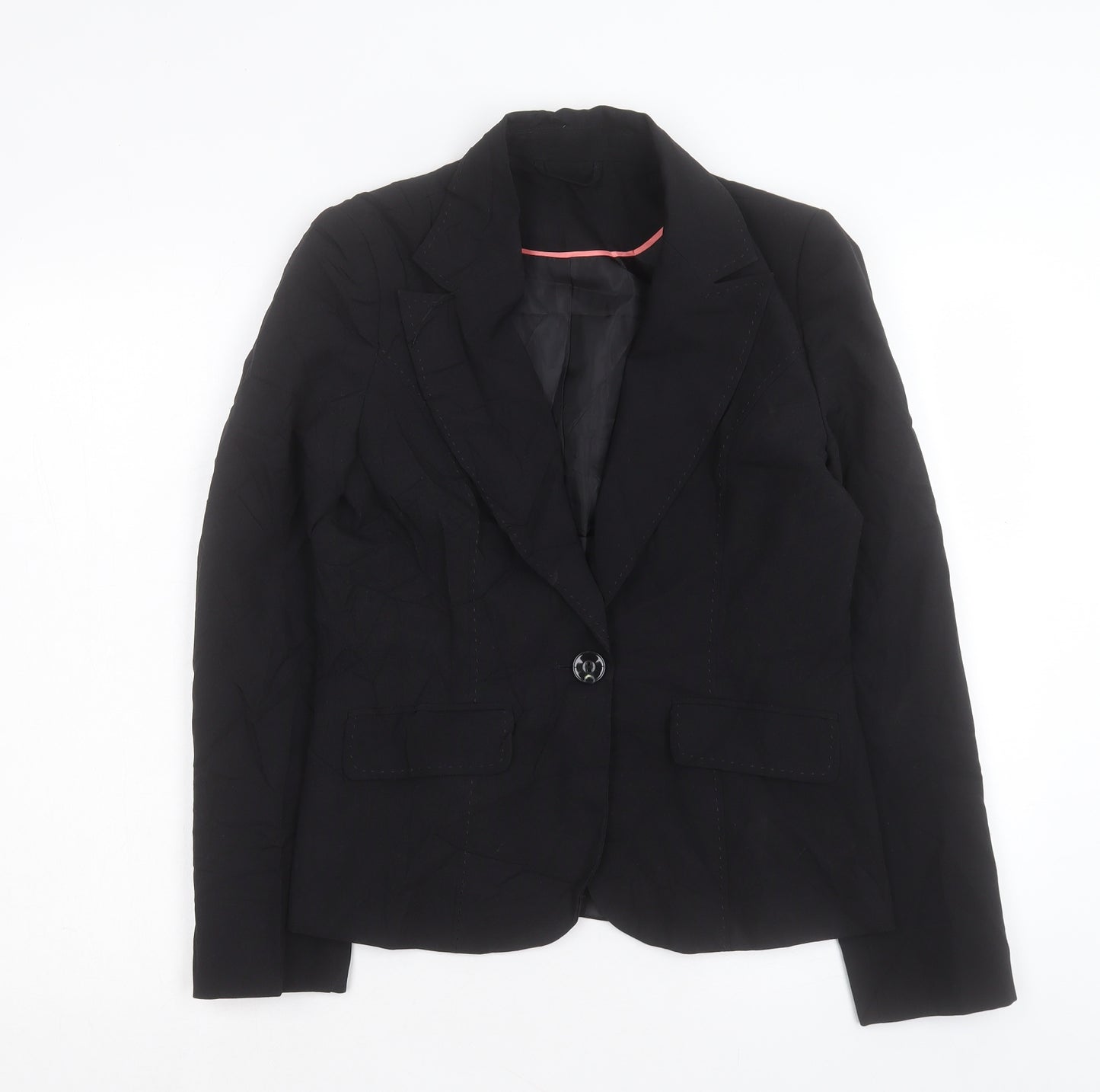F&F Womens Black Jacket Blazer Size 10 Button