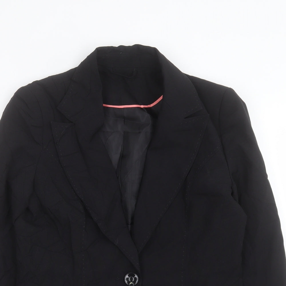 F&F Womens Black Jacket Blazer Size 10 Button