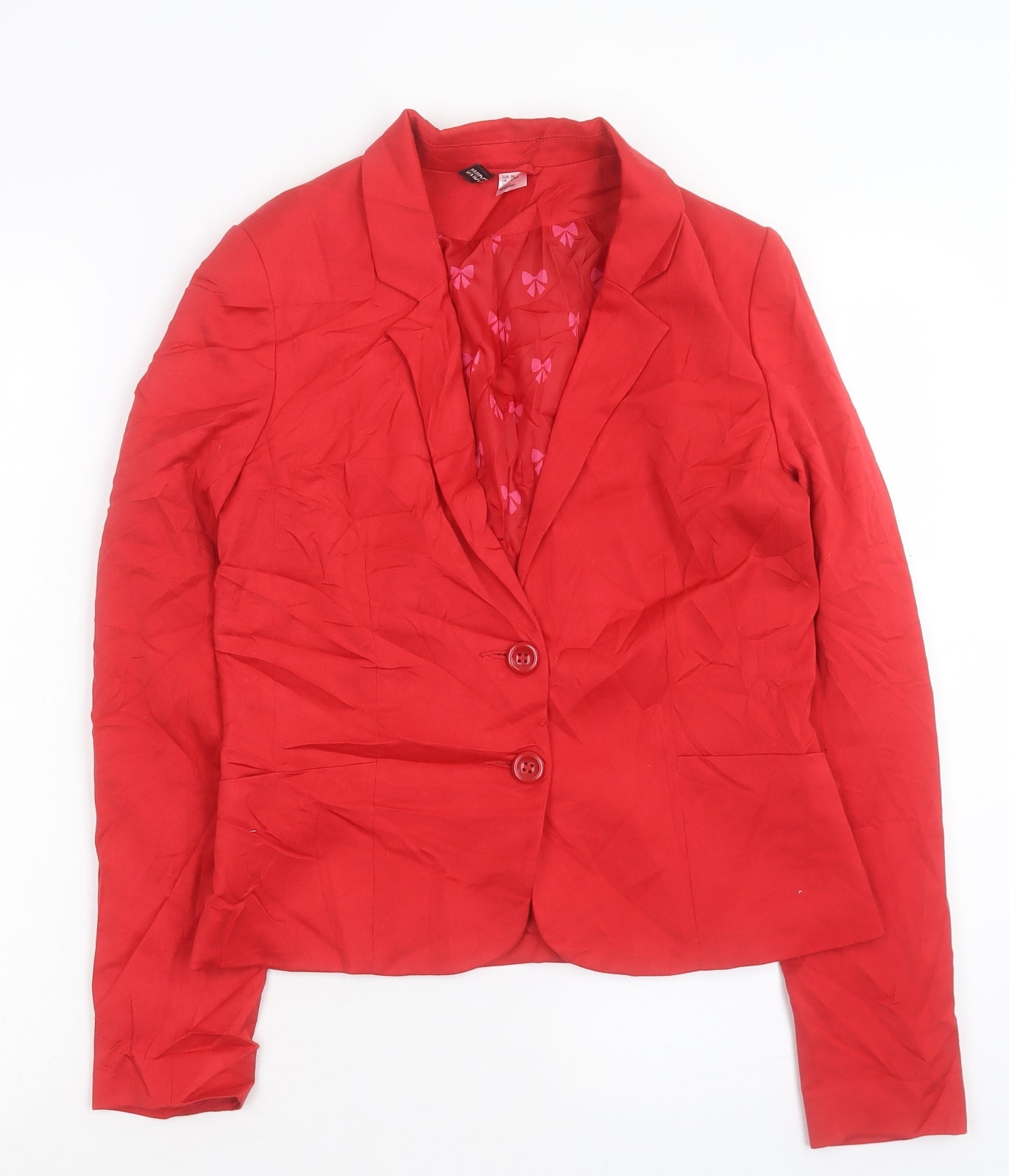 H&M Womens Red Jacket Blazer Size 12 Button