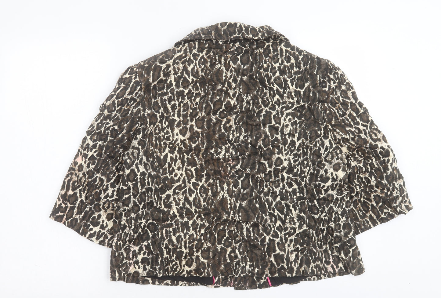 Atmosphere Womens Brown Animal Print Jacket Size 18 Button