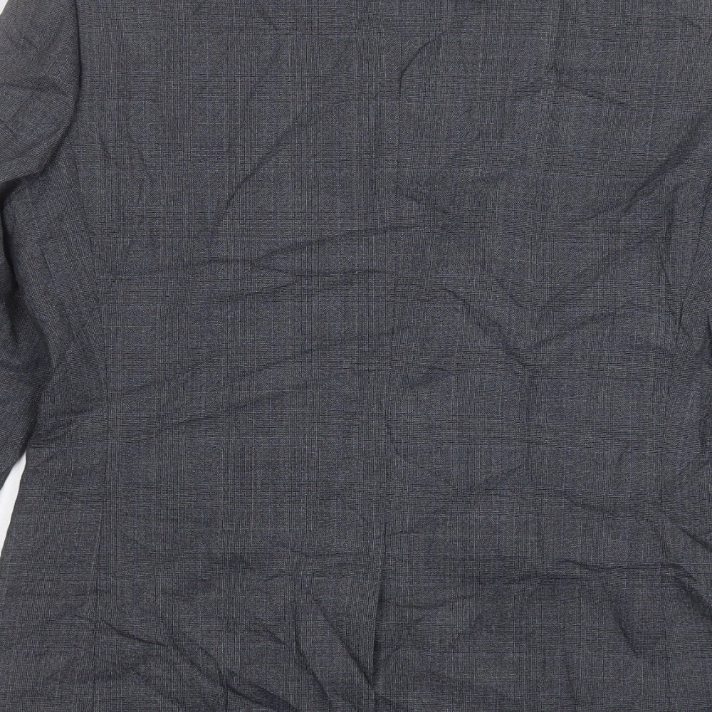 George Mens Grey Plaid Polyester Jacket Suit Jacket Size 40