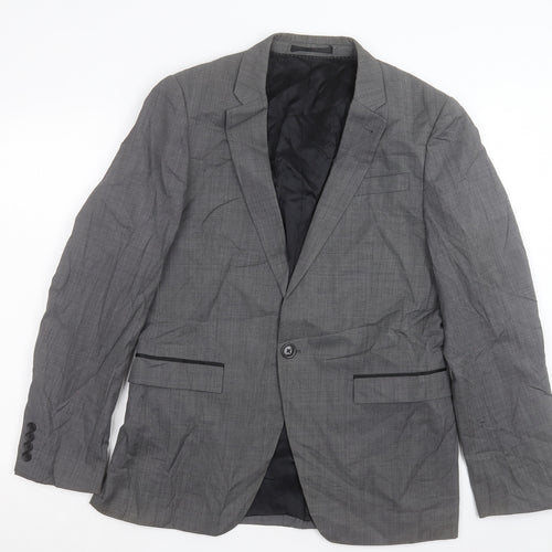 Topman Mens Grey Polyester Jacket Suit Jacket Size 40