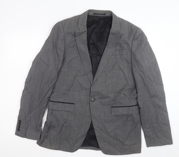 Topman Mens Grey Polyester Jacket Suit Jacket Size 40