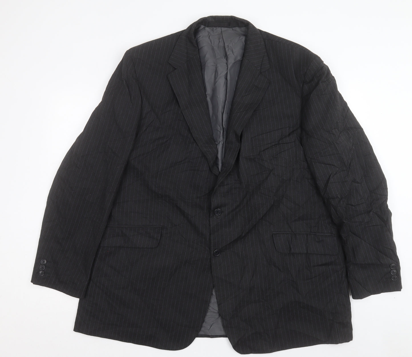 Marks and Spencer Mens Grey Striped Polyester Jacket Suit Jacket Size 48