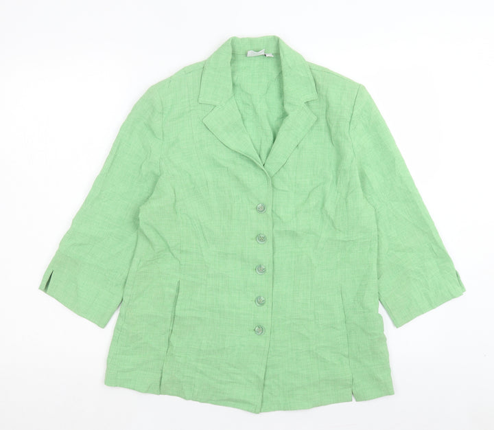 Oscar B. Womens Green Jacket Blazer Size 10 Button