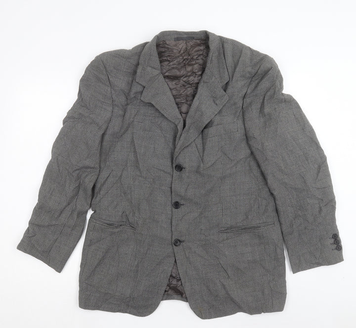 Copperstone Mens Grey Plaid Polyester Jacket Suit Jacket Size 40