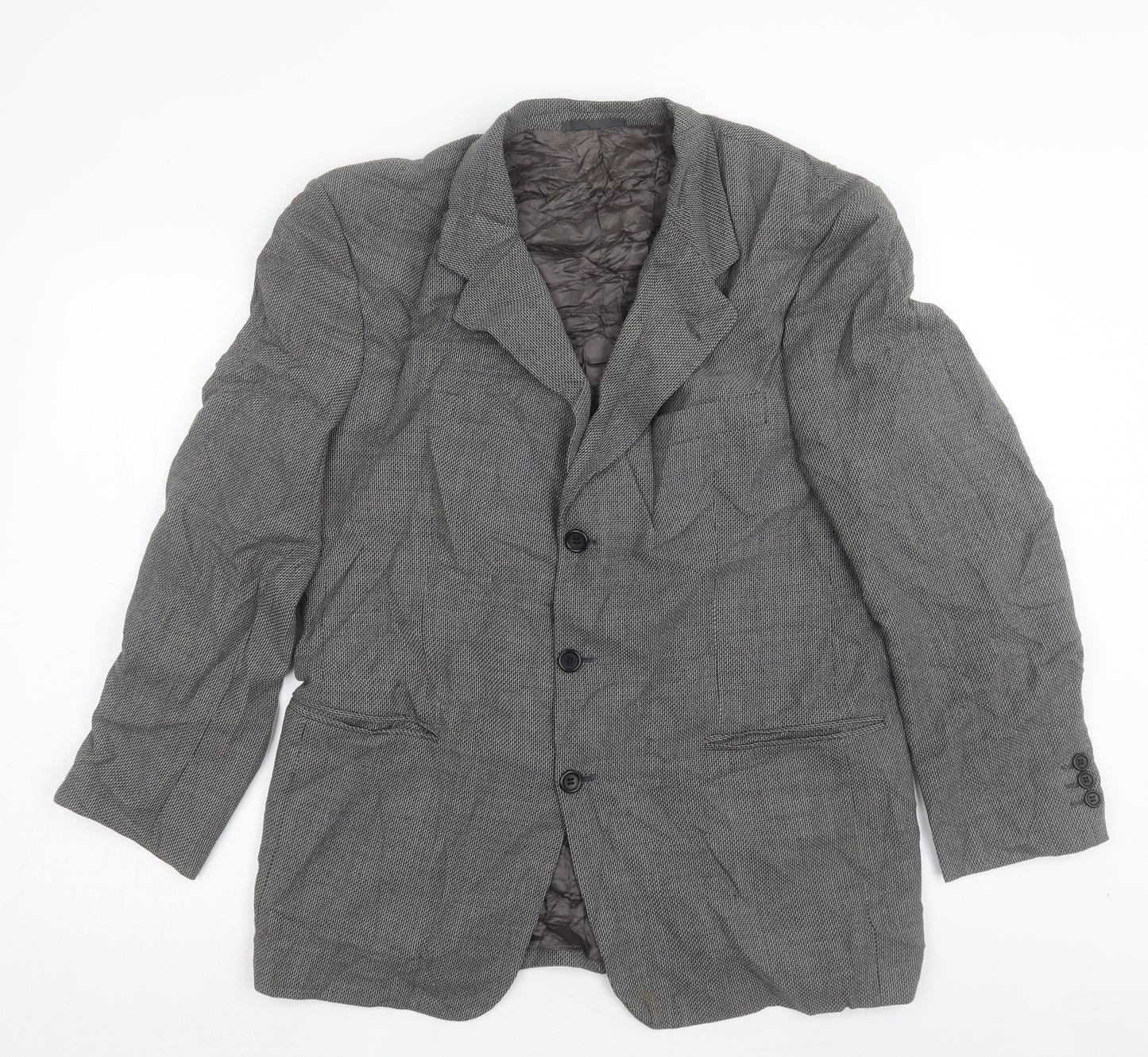 Copperstone Mens Grey Plaid Polyester Jacket Suit Jacket Size 40