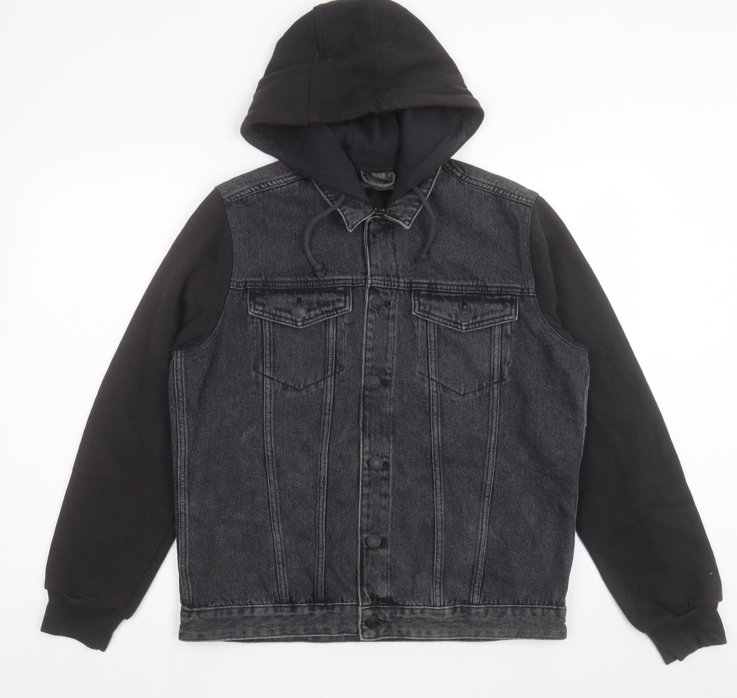 New Look Mens Black Jacket Size L Button