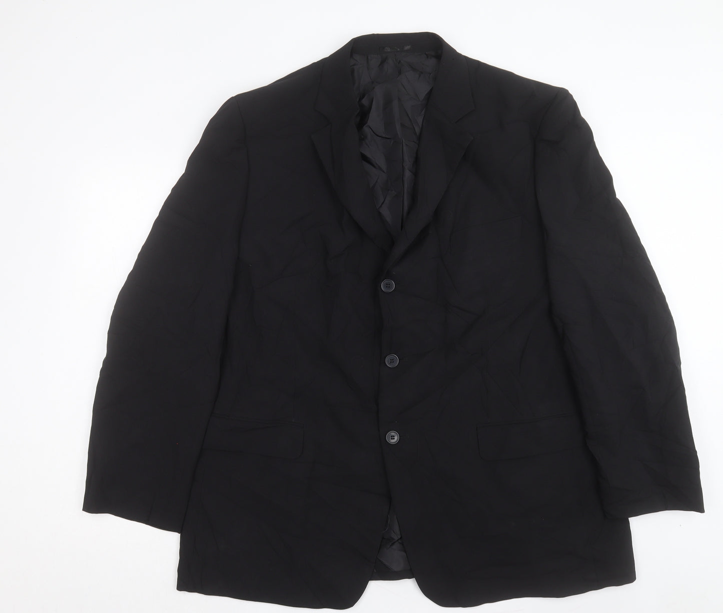 George Mens Black Polyester Jacket Suit Jacket Size 46