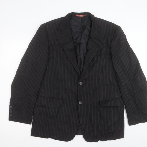 Matalan Mens Black Striped Polyacrylate Fibre Jacket Suit Jacket Size 42