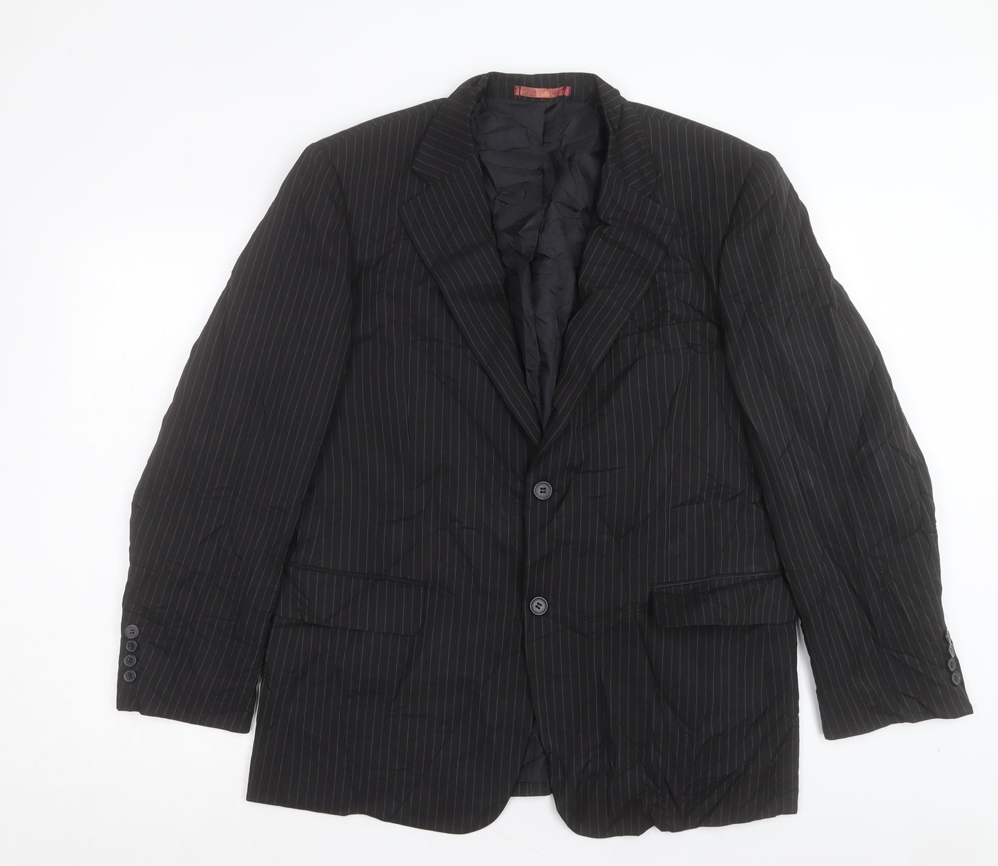 Matalan Mens Black Striped Polyacrylate Fibre Jacket Suit Jacket Size 42