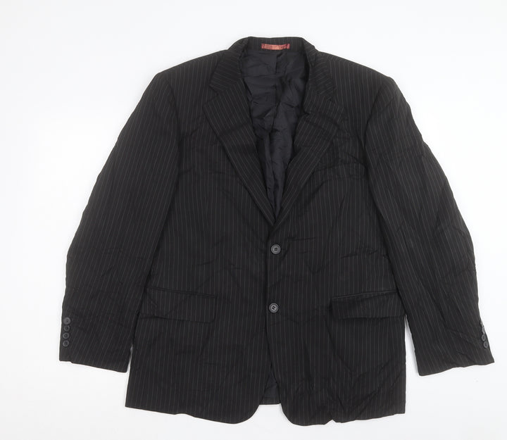 Matalan Mens Black Striped Polyacrylate Fibre Jacket Suit Jacket Size 42