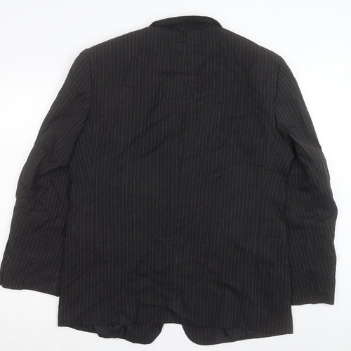 Matalan Mens Black Striped Polyacrylate Fibre Jacket Suit Jacket Size 42