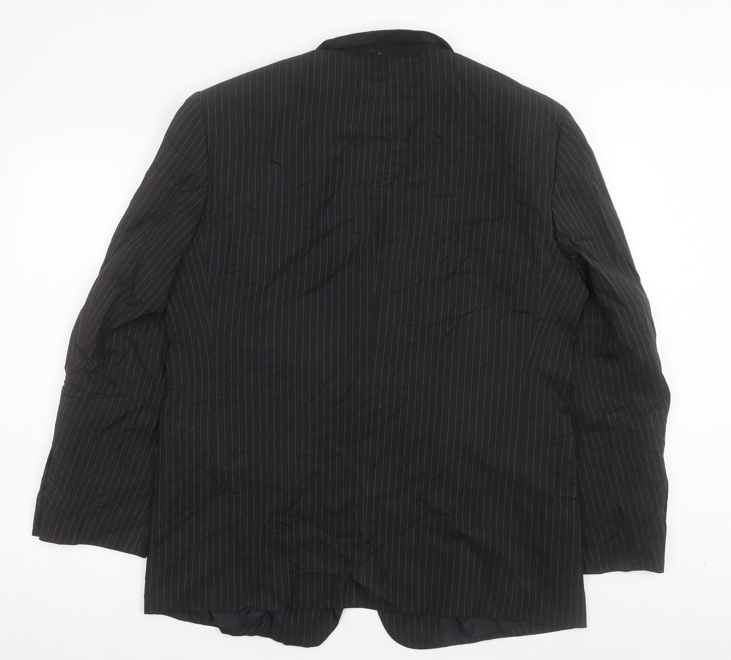 Matalan Mens Black Striped Polyacrylate Fibre Jacket Suit Jacket Size 42