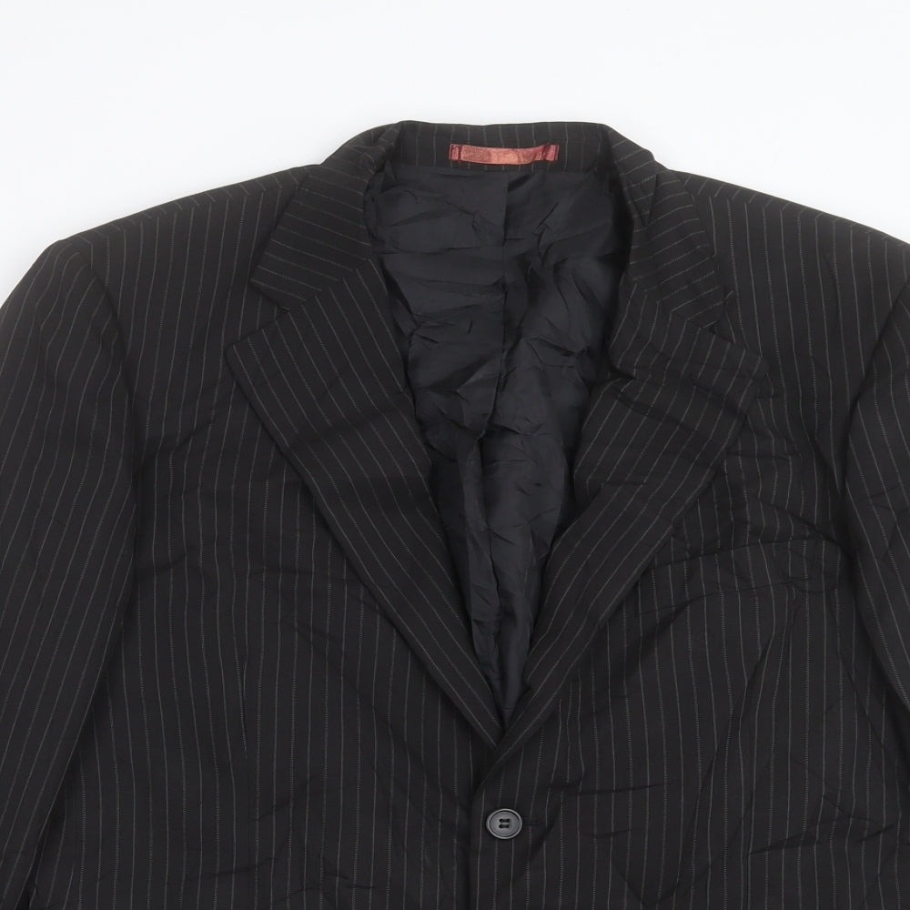 Matalan Mens Black Striped Polyacrylate Fibre Jacket Suit Jacket Size 42