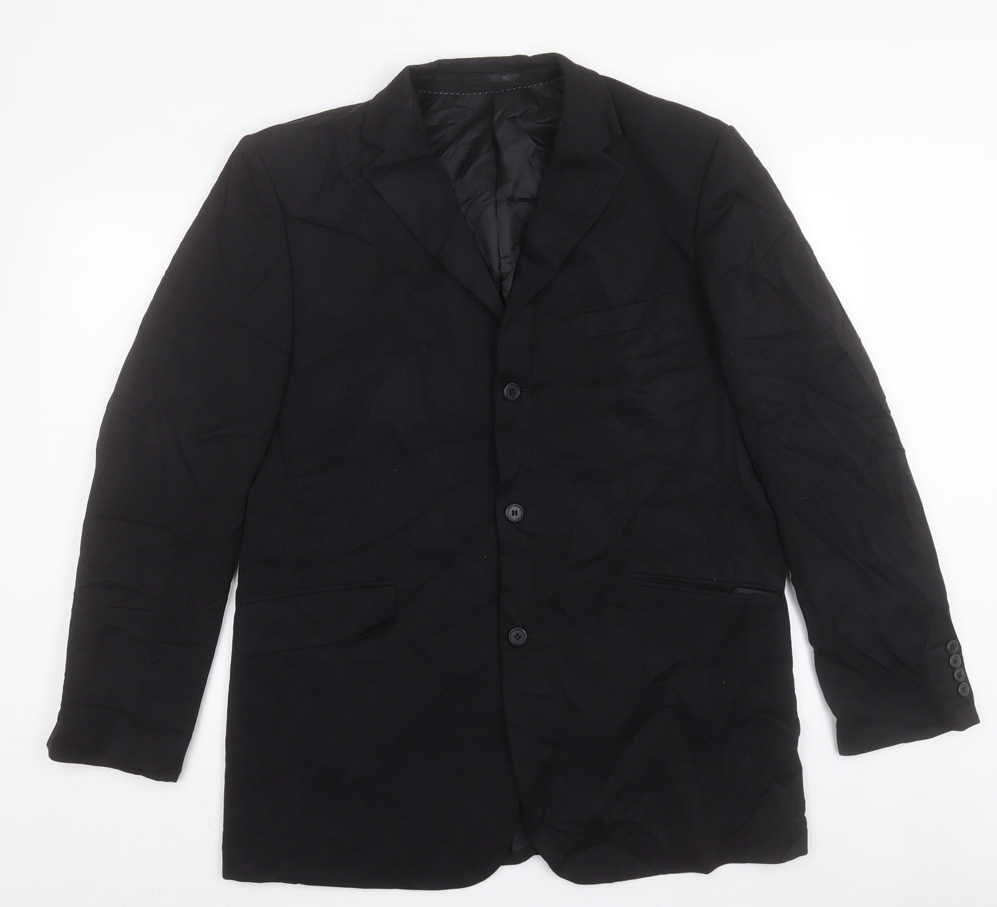 Rice Mens Black Polyester Jacket Suit Jacket Size 44