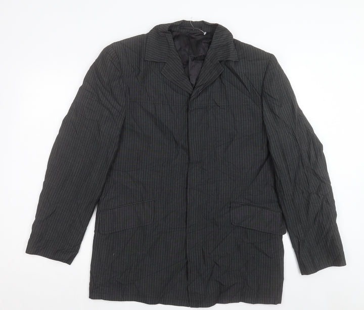 Kit Mens Grey Striped Jacket Blazer Size 40 Button