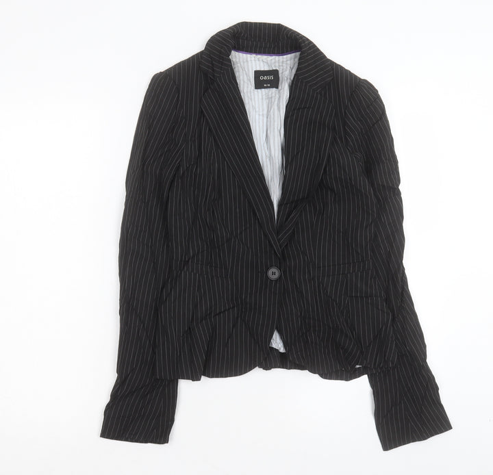 Oasis Womens Black Striped Jacket Blazer Size 10 Button