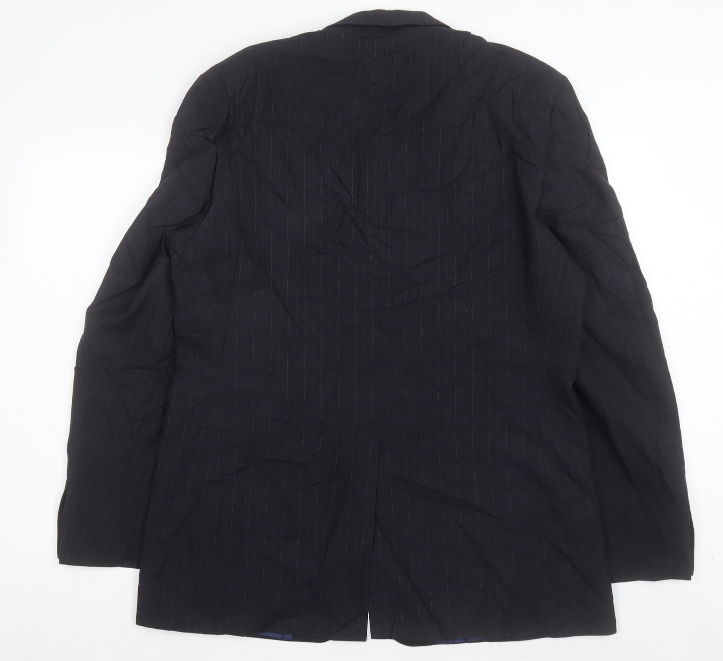 George Mens Blue Striped Polyester Jacket Suit Jacket Size 42