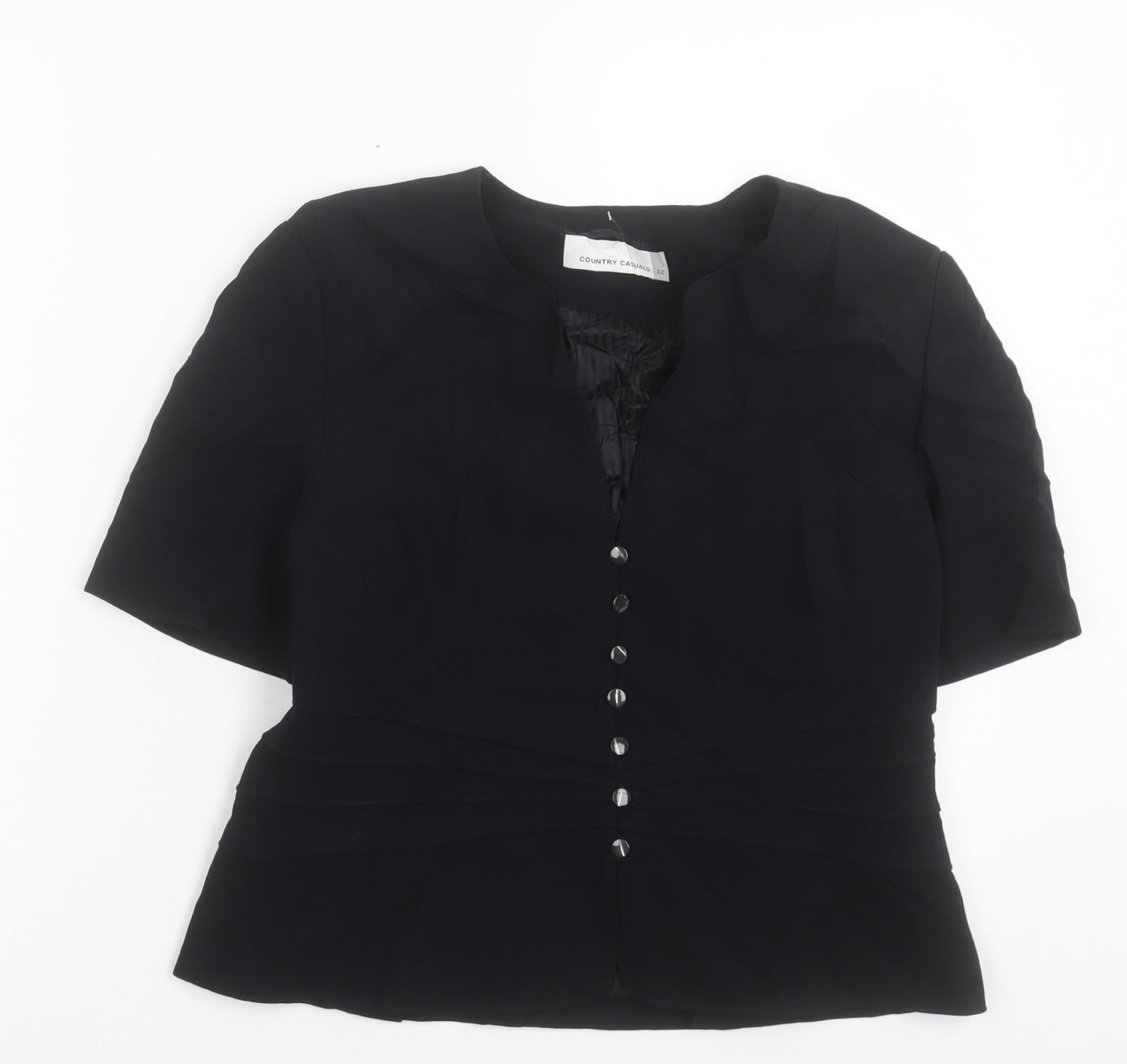 Country Casuals Womens Black Jacket Blazer Size 12 Button