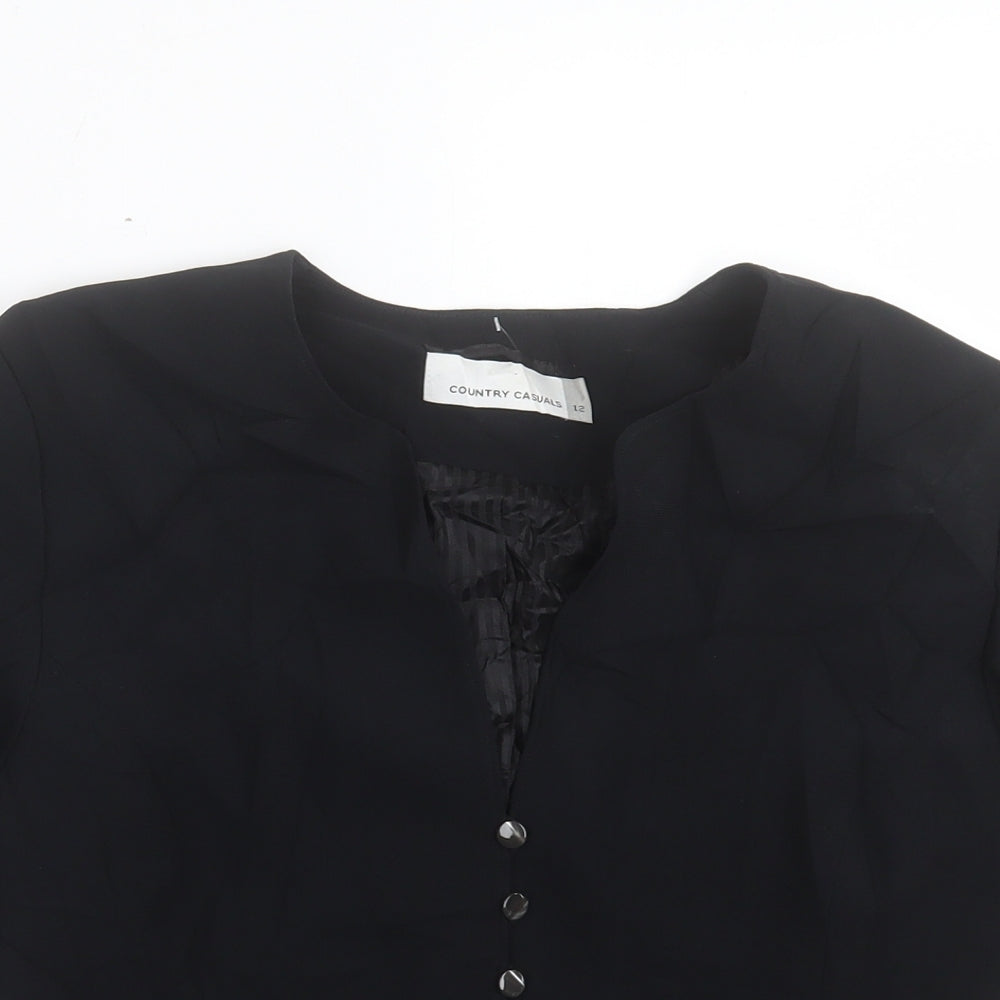 Country Casuals Womens Black Jacket Blazer Size 12 Button