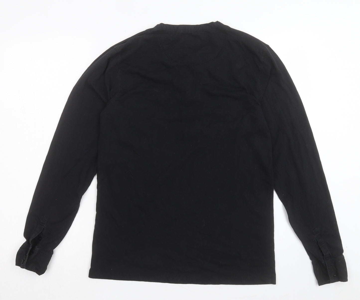 Penshoppe Womens Black Cotton Basic T-Shirt Size L Henley