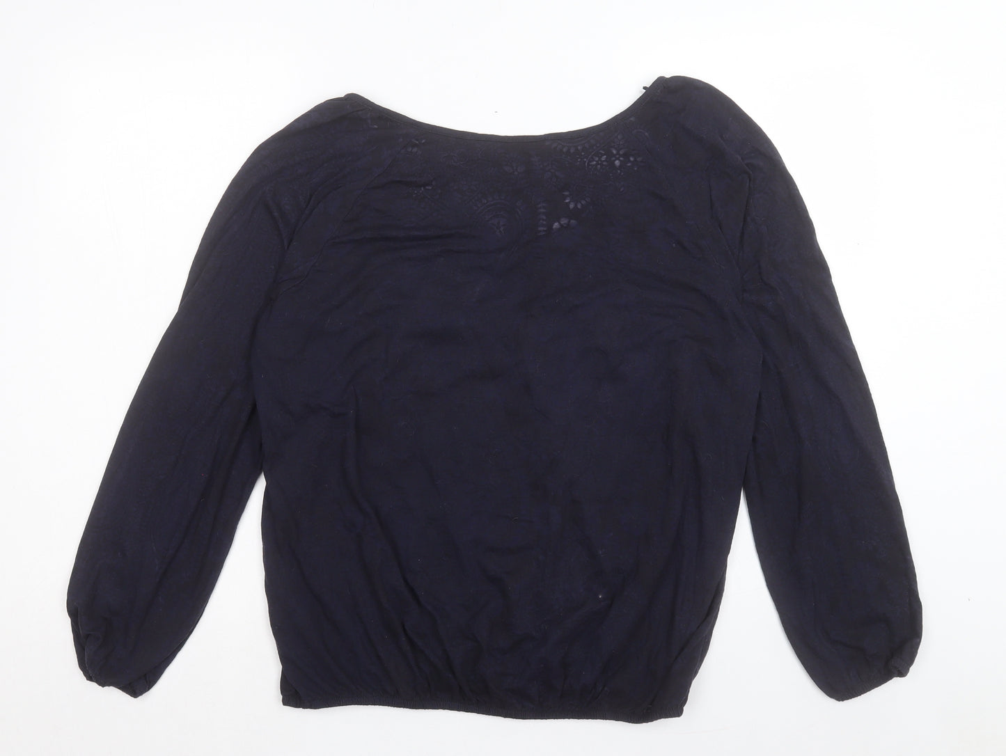 M&Co Womens Black Paisley Polyester Basic Blouse Size 16 Boat Neck