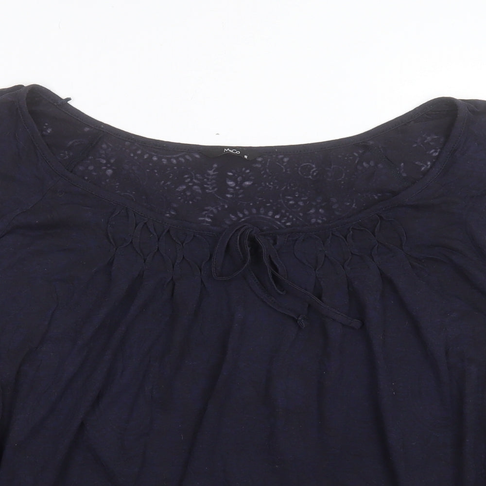 M&Co Womens Black Paisley Polyester Basic Blouse Size 16 Boat Neck