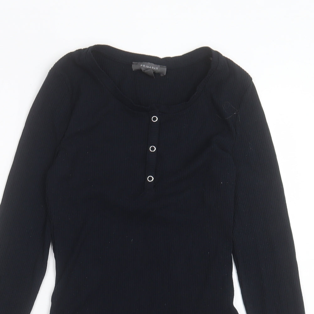 Primark Womens Black Polyester Bodysuit One-Piece Size XS Snap