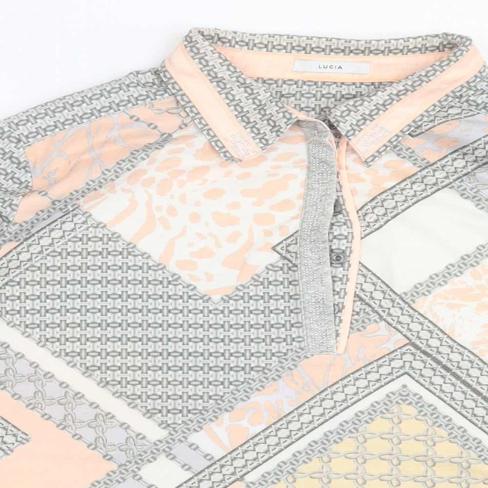 LUCIA Womens Multicoloured Geometric Polyester Basic Polo Size 20 Collared