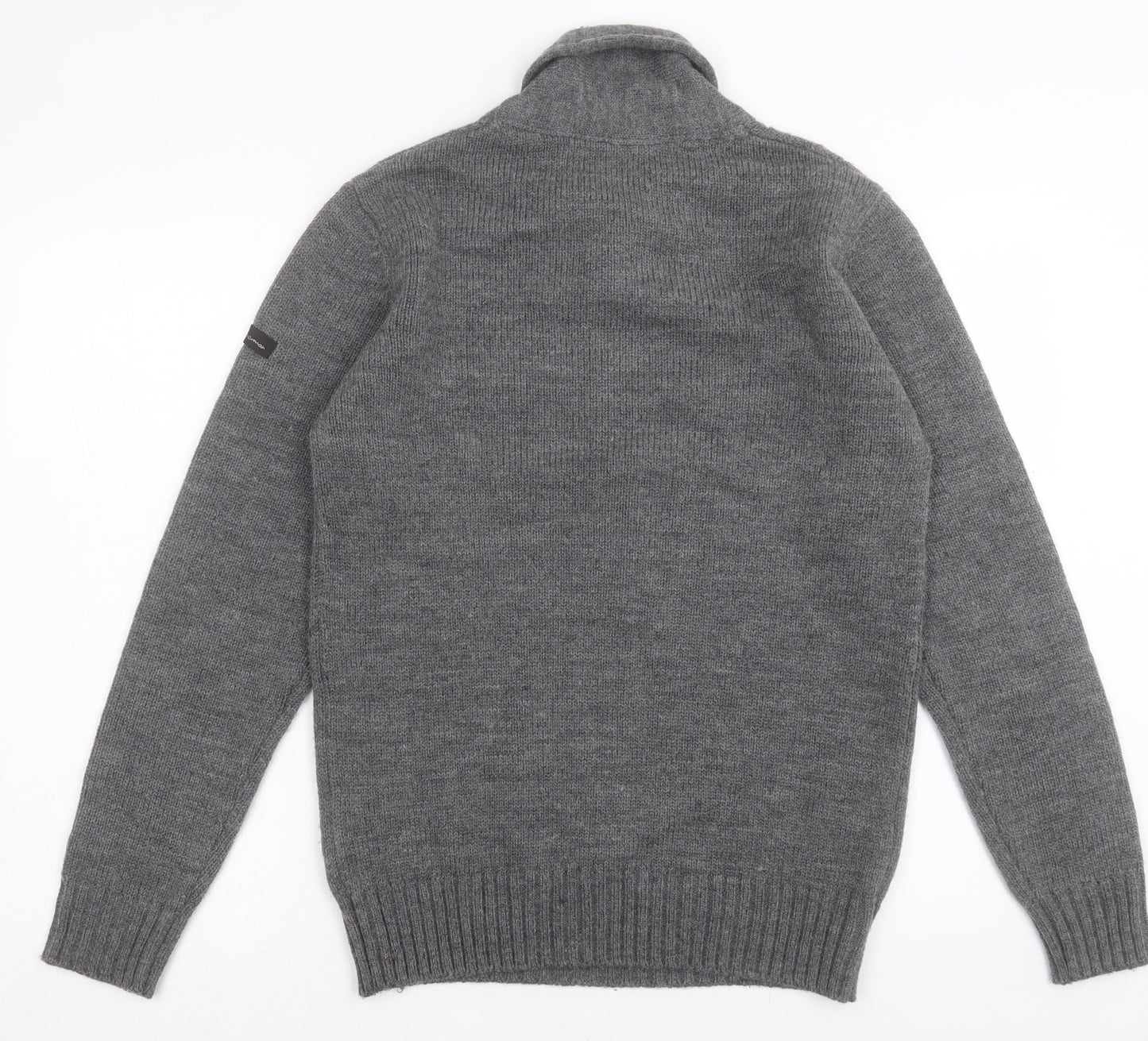 Ben Sherman Mens Grey Collared Acrylic Pullover Jumper Size M