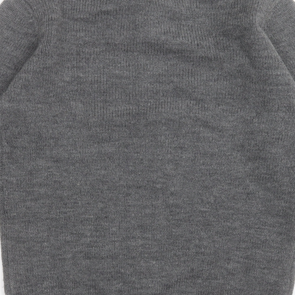 Ben Sherman Mens Grey Collared Acrylic Pullover Jumper Size M