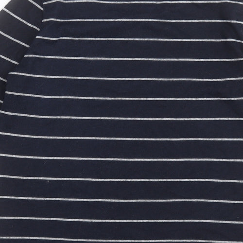 INTUITION Womens Blue Striped Polyester Basic T-Shirt Size 8 Crew Neck