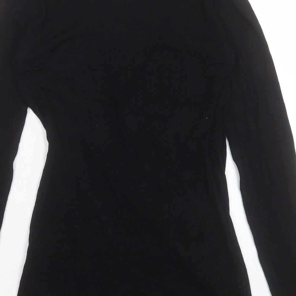ASOS Womens Black Viscose Wrap T-Shirt Size 8 V-Neck