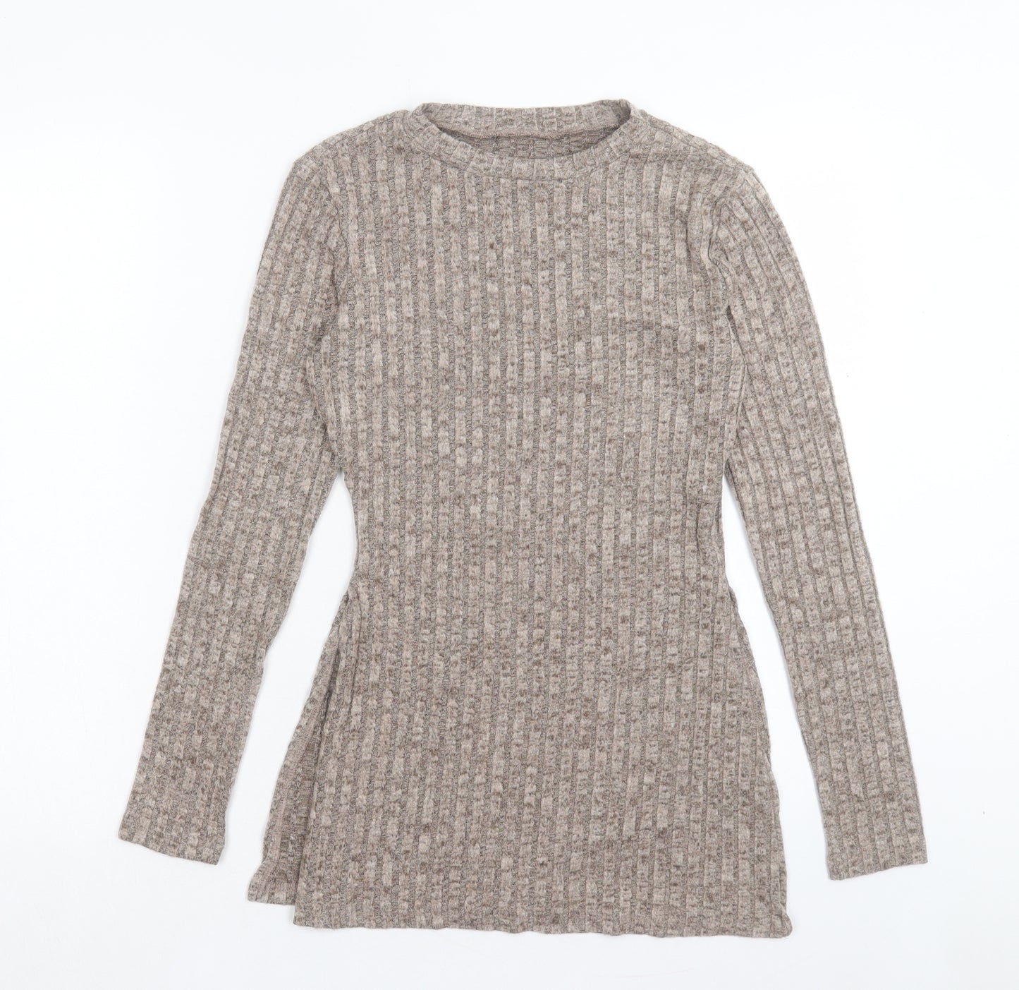 SheIn Womens Grey Crew Neck Polyester Pullover Jumper Size S - Ribbed