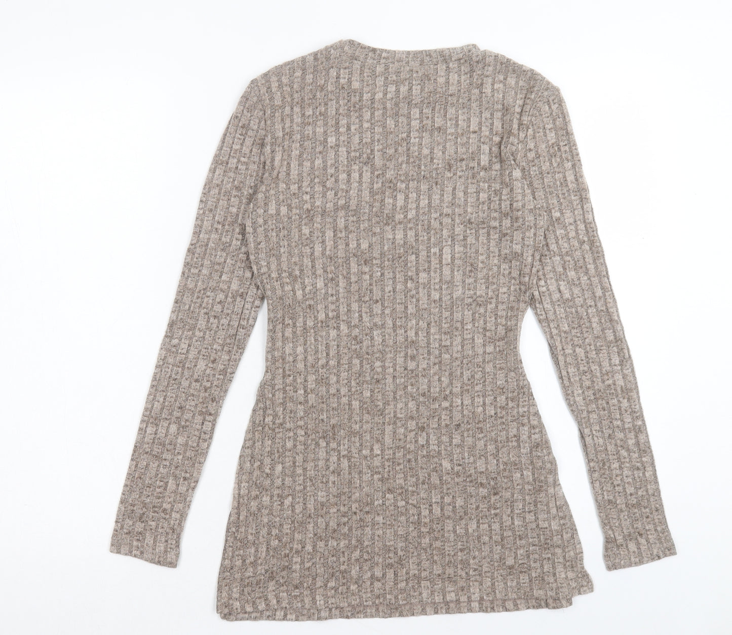 SheIn Womens Grey Crew Neck Polyester Pullover Jumper Size S - Ribbed