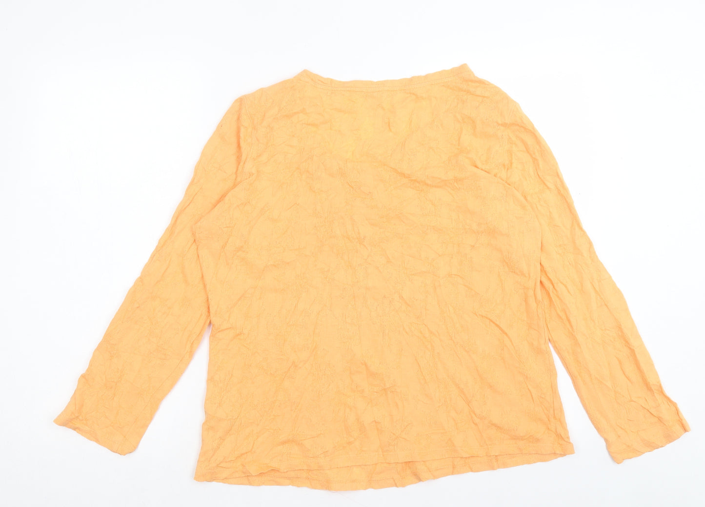 Marks and Spencer Womens Orange Polyester Basic T-Shirt Size 14 V-Neck