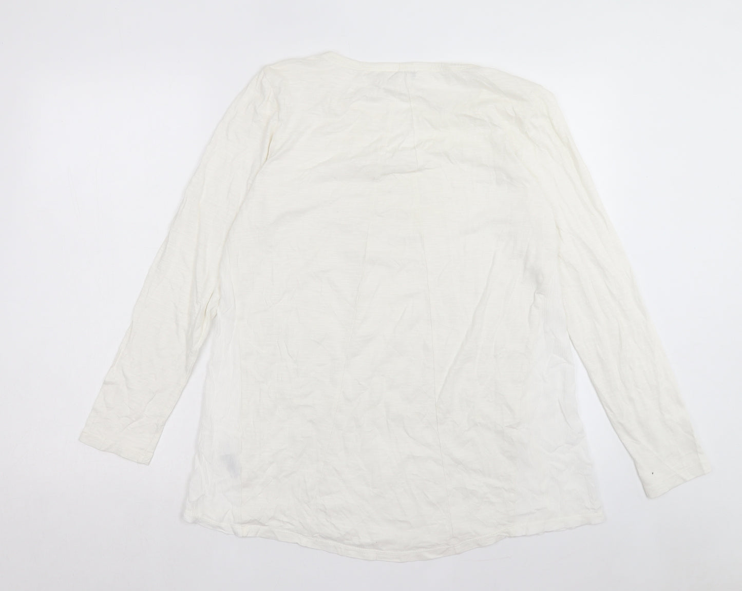 Fat Face Womens White Cotton Basic T-Shirt Size 12 Crew Neck