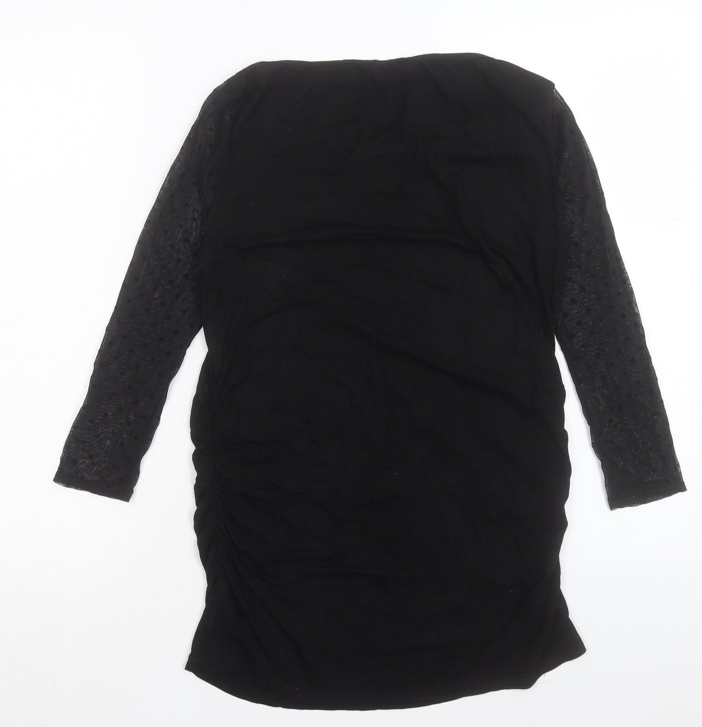 Red Herring Womens Black Viscose Basic T-Shirt Size 10 Boat Neck