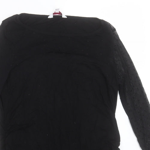 Red Herring Womens Black Viscose Basic T-Shirt Size 10 Boat Neck