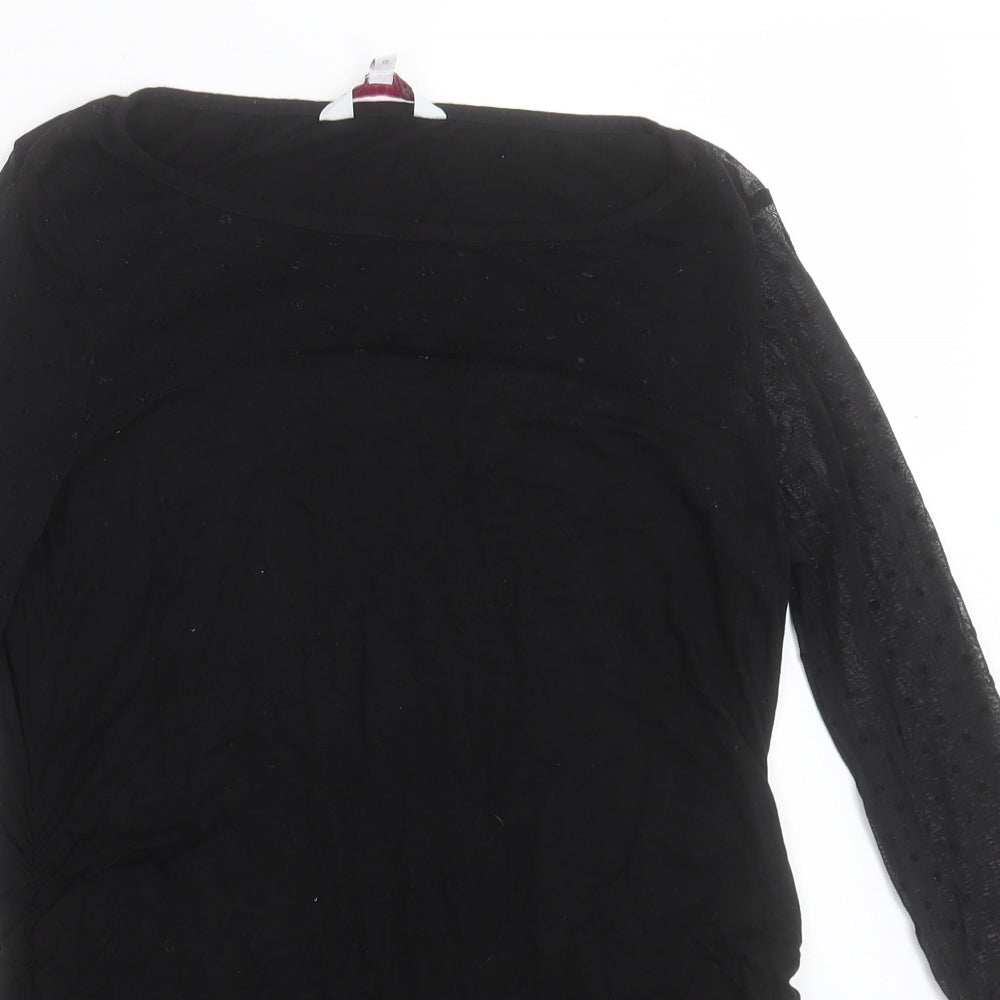 Red Herring Womens Black Viscose Basic T-Shirt Size 10 Boat Neck