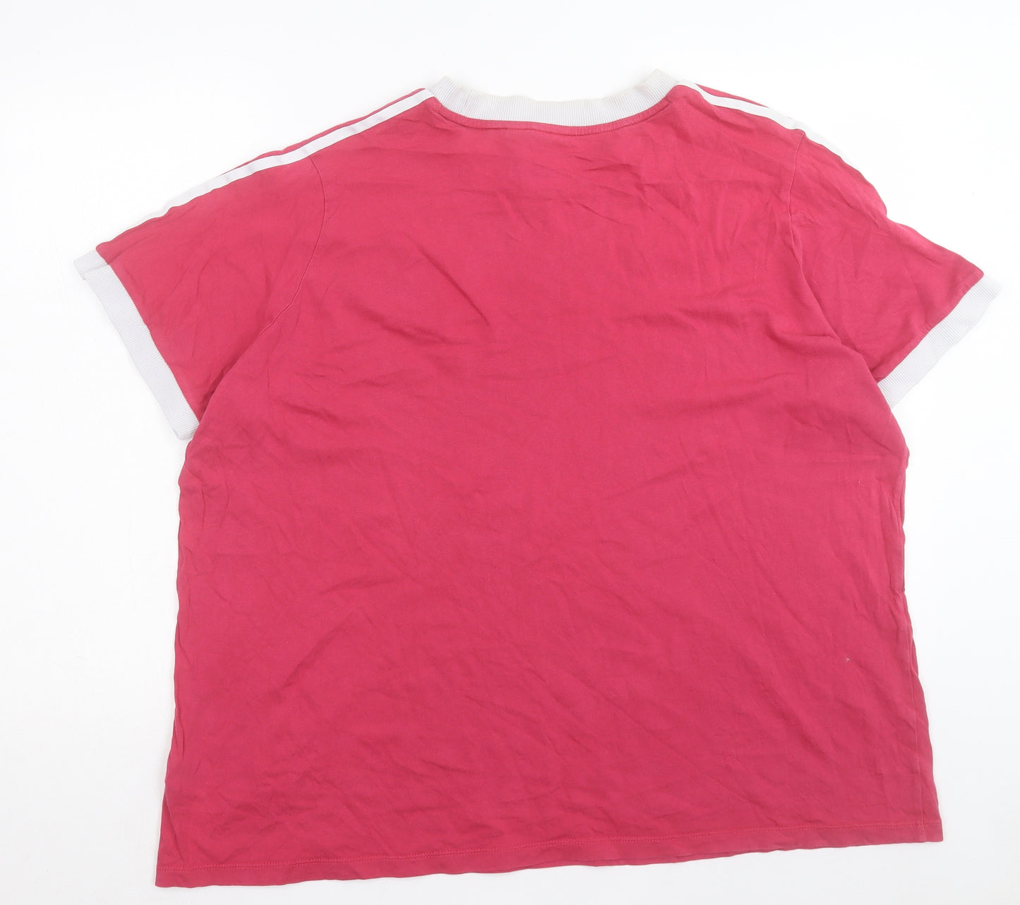 adidas Womens Pink Cotton Basic T-Shirt Size 3XL Crew Neck