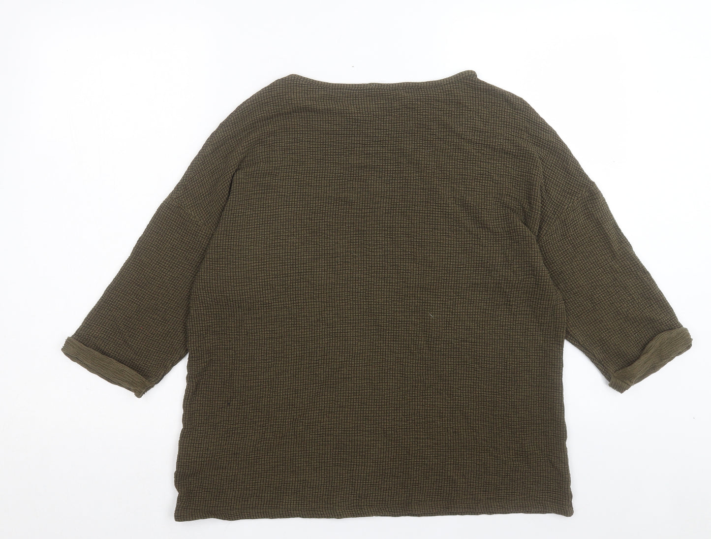 Zara Womens Green Polyester Basic T-Shirt Size M Crew Neck