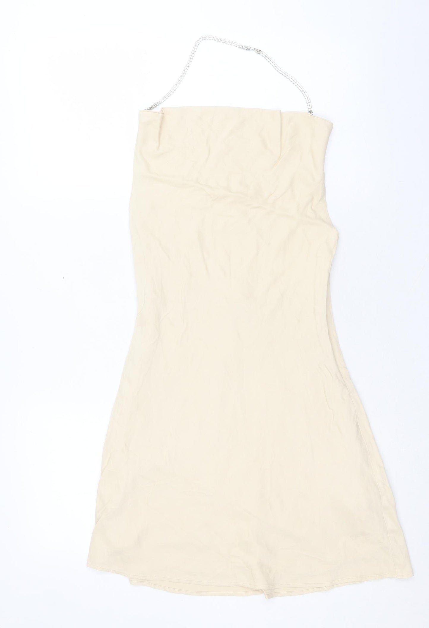 Zara Womens Ivory Viscose A-Line Size M Halter Zip