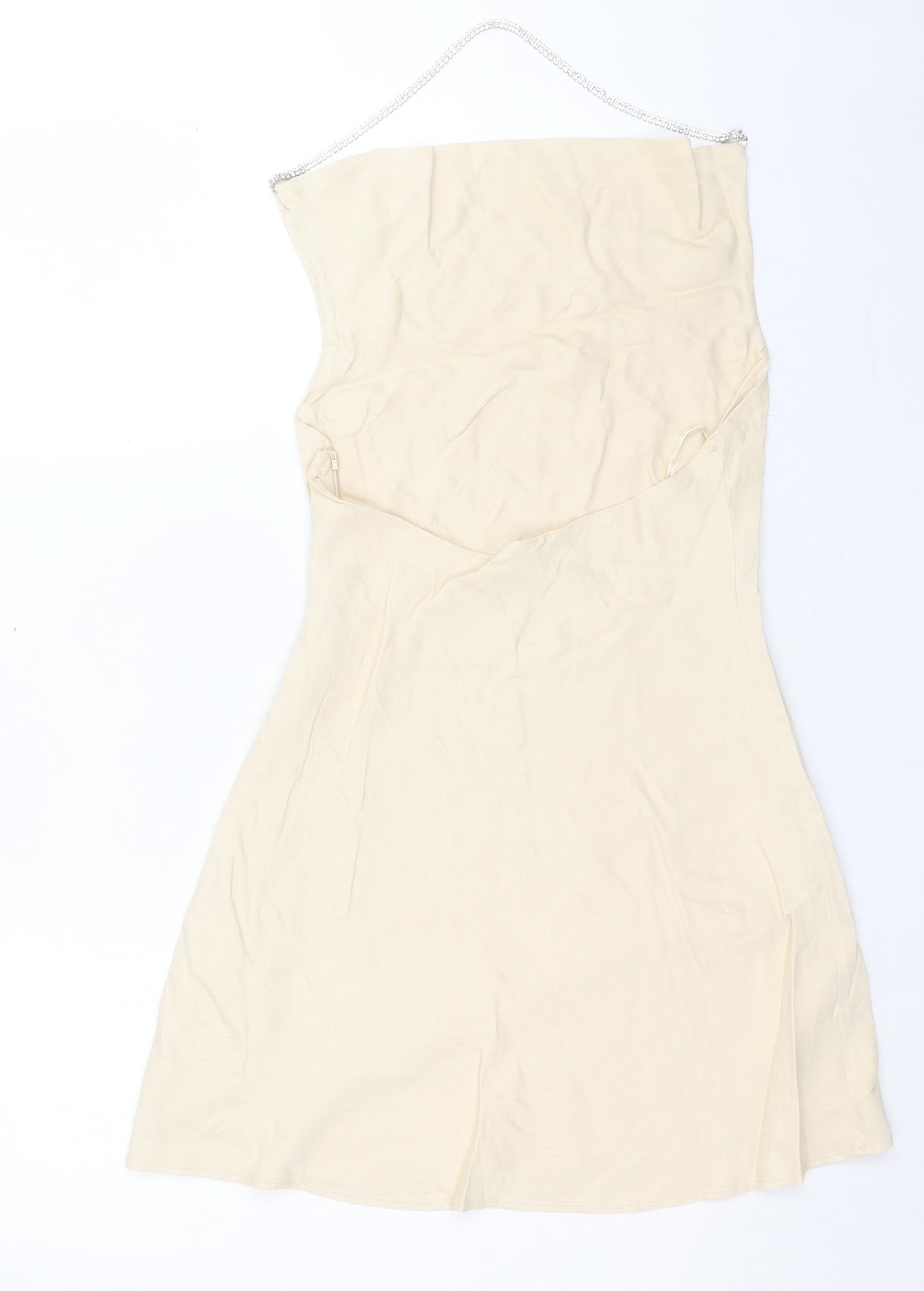 Zara Womens Ivory Viscose A-Line Size M Halter Zip