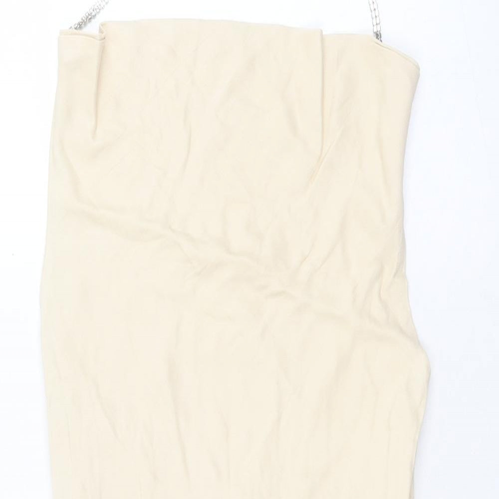 Zara Womens Ivory Viscose A-Line Size M Halter Zip
