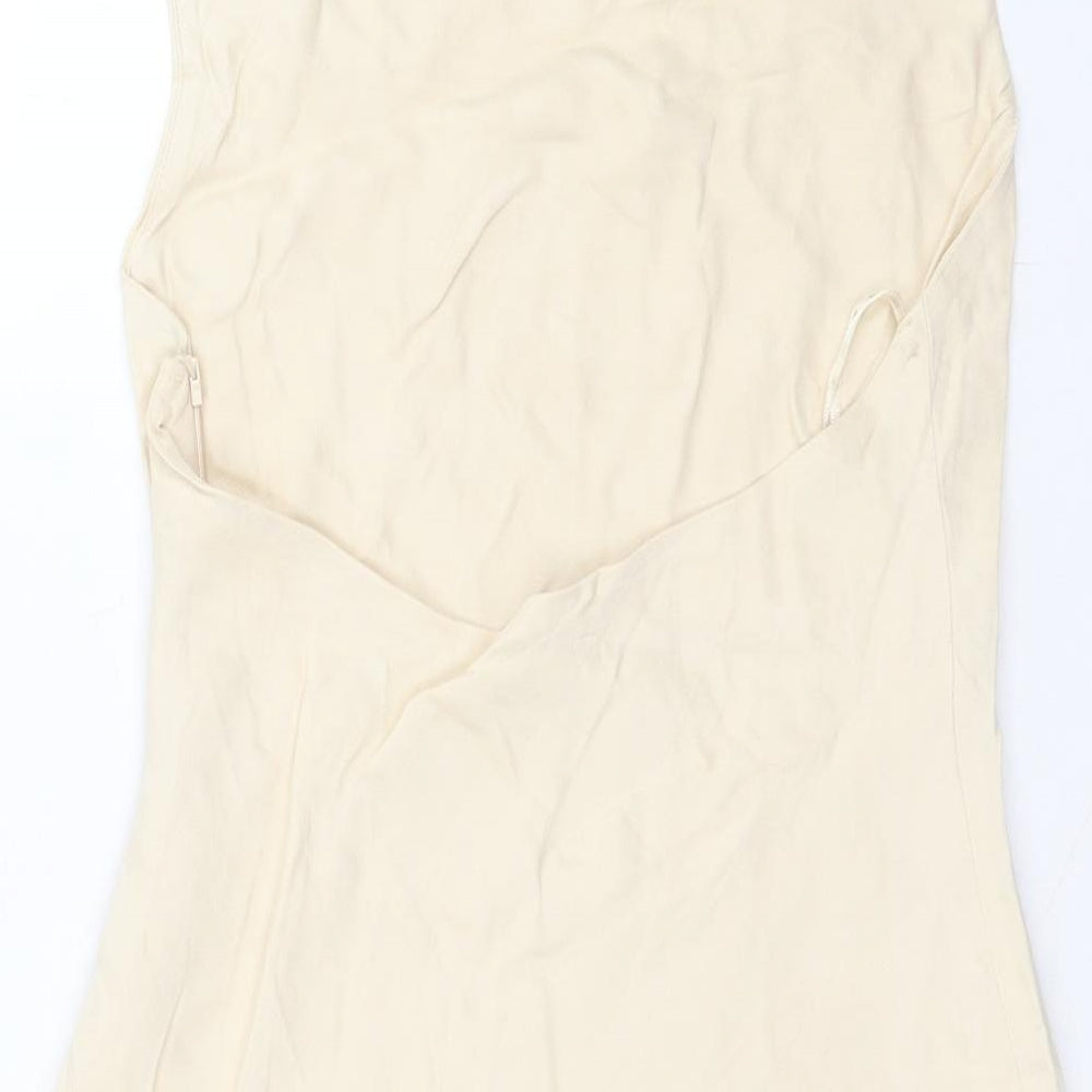 Zara Womens Ivory Viscose A-Line Size M Halter Zip