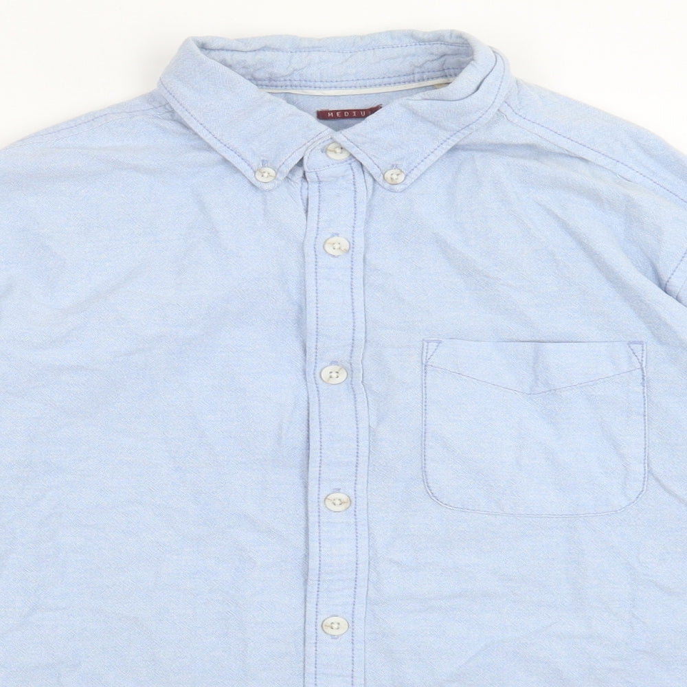 Fat Face Mens Blue Cotton Button-Up Size M Collared Button - Pocket Detail