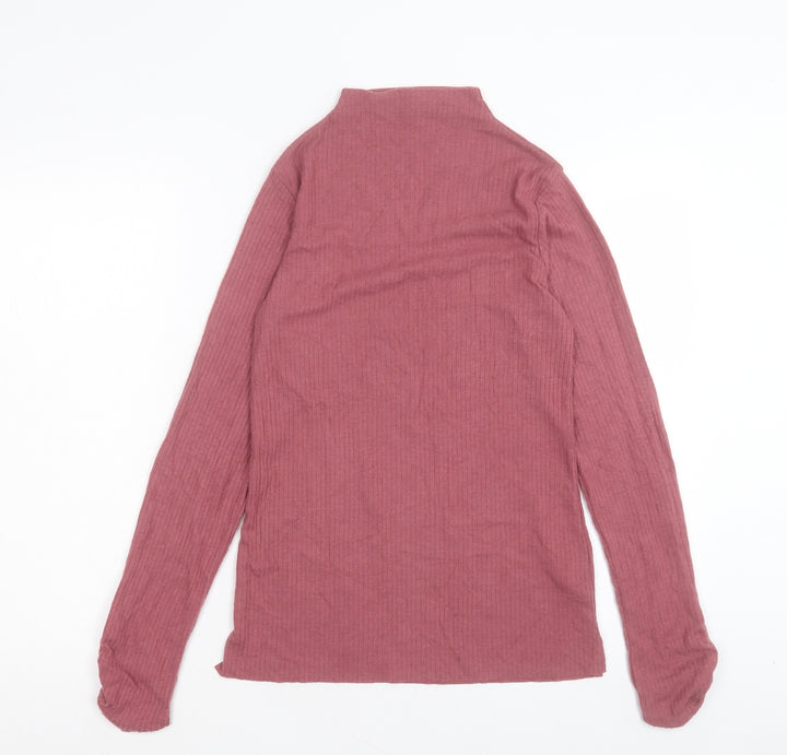 River Island Womens Pink High Neck Polyester Pullover Jumper Size 10